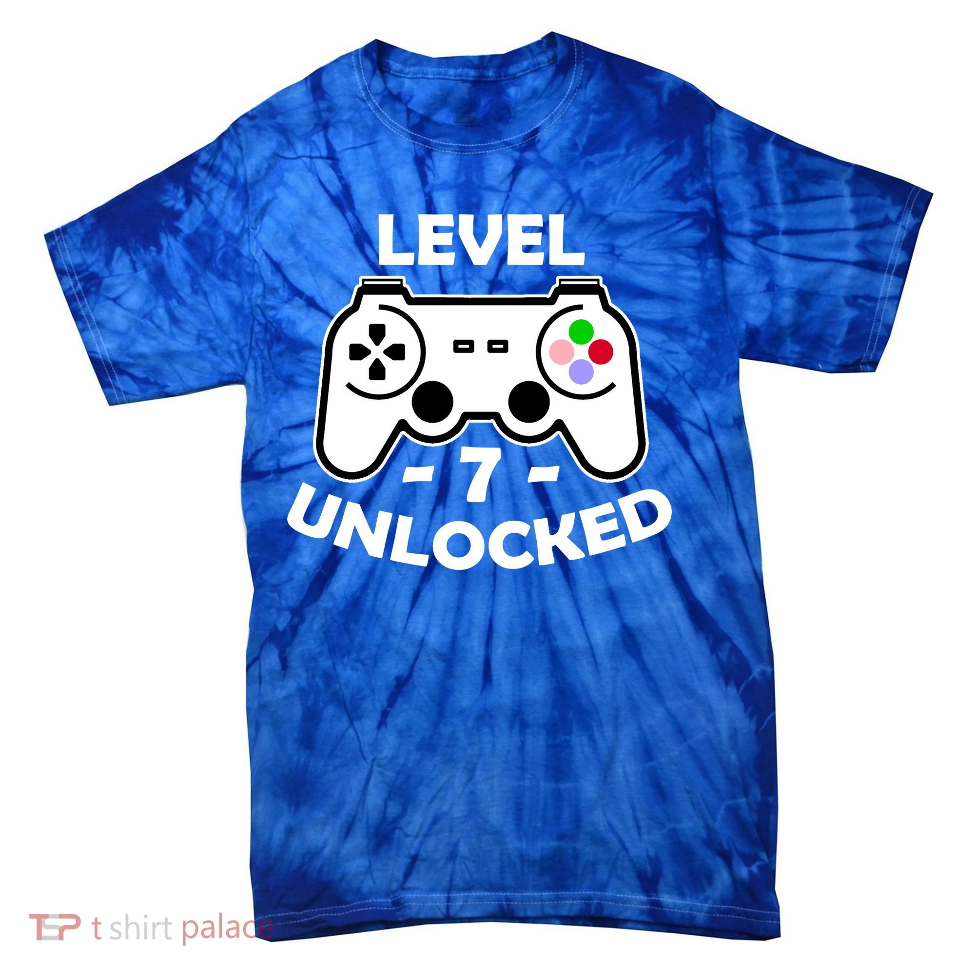 Level Seven Unlocked 7th Birthday Tie-Dye T-Shirt