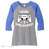 Level Seven Unlocked 7th Birthday Women's Tri-Blend 3/4-Sleeve Raglan Shirt thumb 0