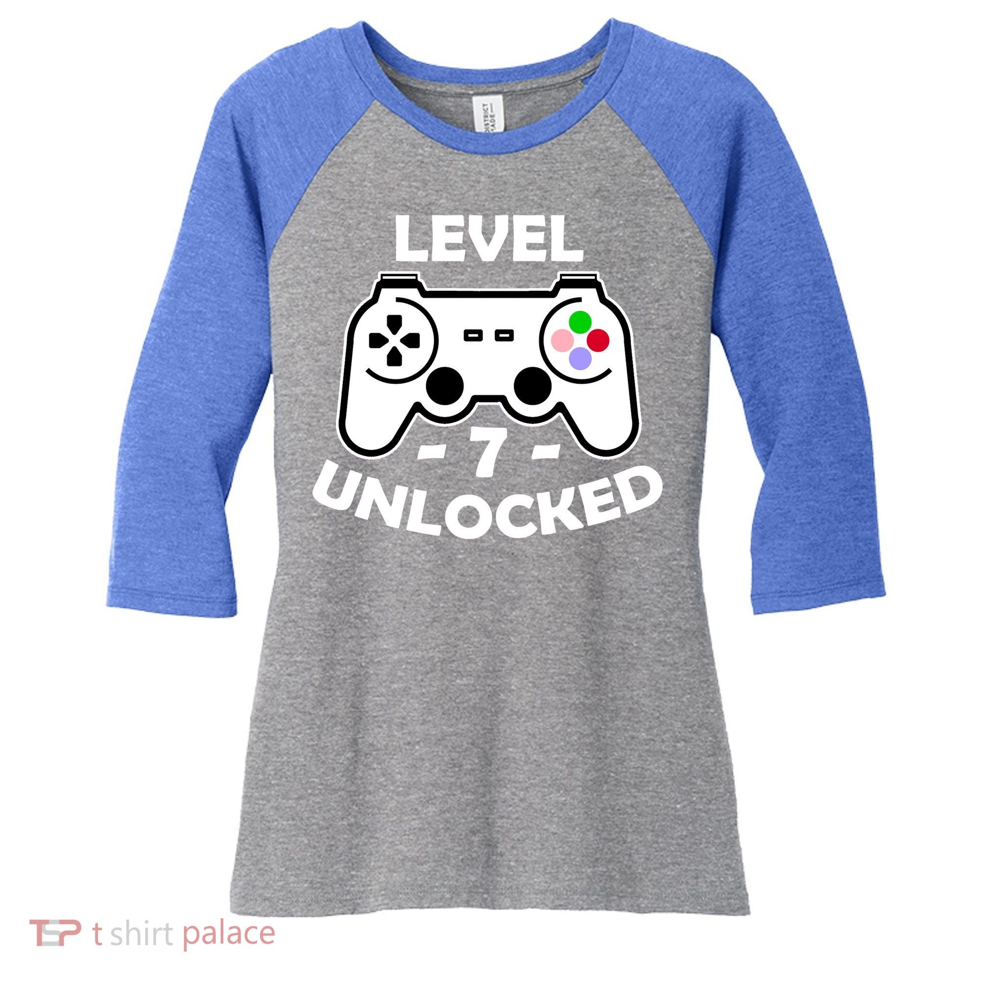 Level Seven Unlocked 7th Birthday Women's Tri-Blend 3/4-Sleeve Raglan Shirt