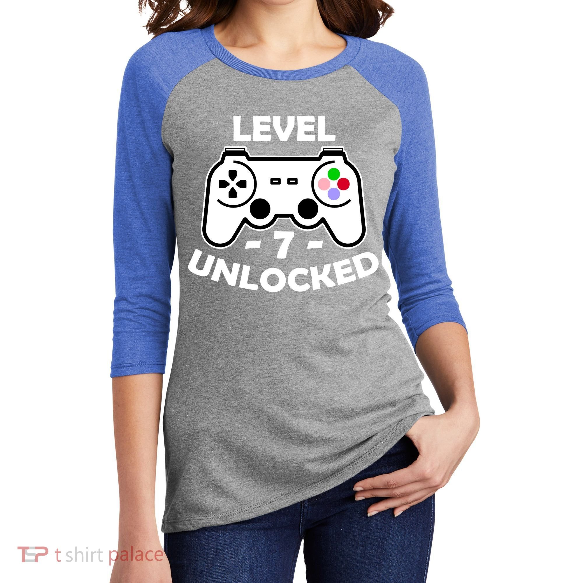 Level Seven Unlocked 7th Birthday Women's Tri-Blend 3/4-Sleeve Raglan Shirt