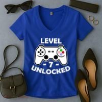 Level Seven Unlocked 7th Birthday Women's V-Neck T-Shirt thumb 2