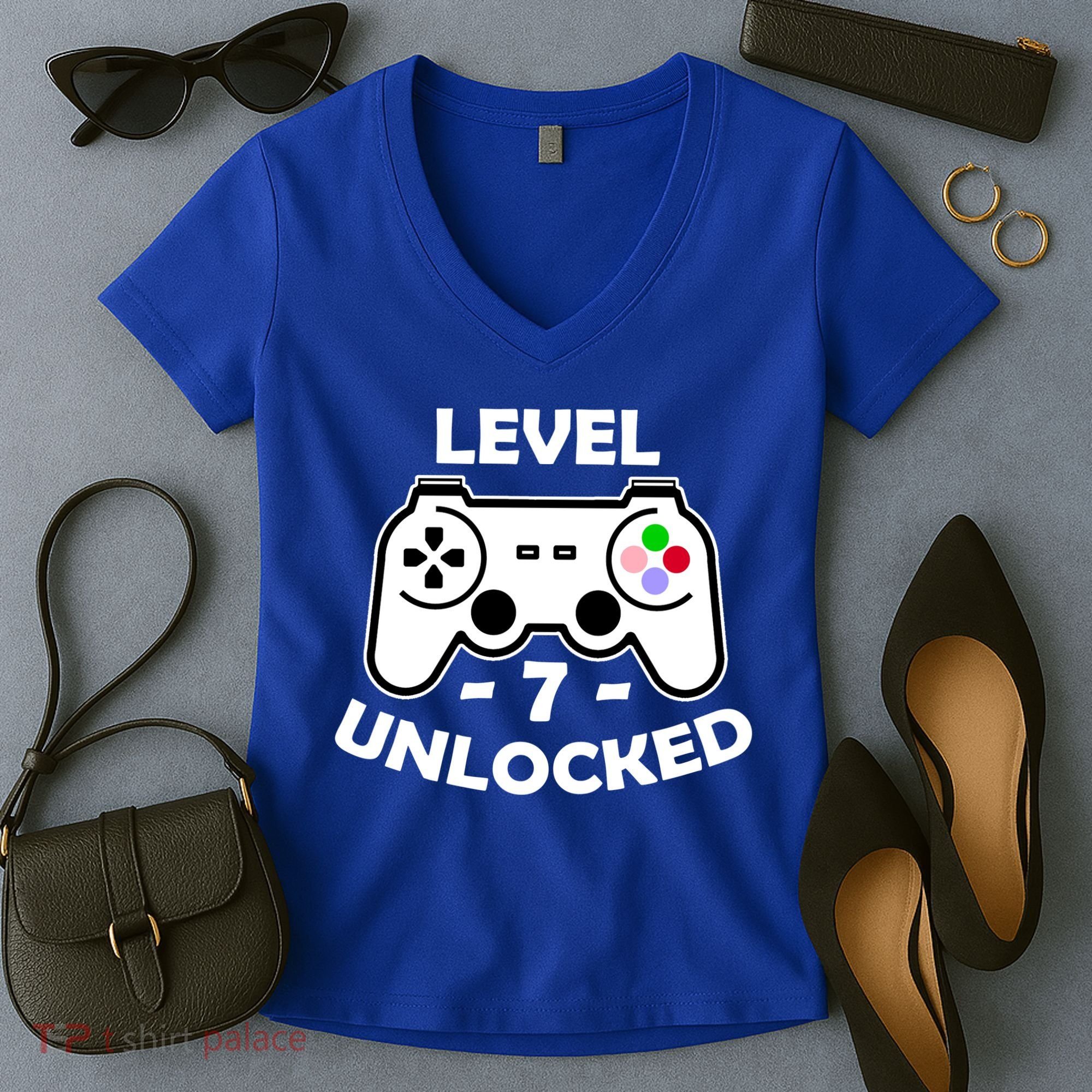 Level Seven Unlocked 7th Birthday Women's V-Neck T-Shirt