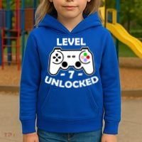 Level Seven Unlocked 7th Birthday Kids Hoodie thumb 3