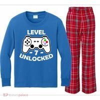 Level Seven Unlocked 7th Birthday Kids Long Sleeve Plaid Pajama Set thumb 0