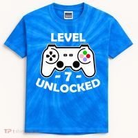 Level Seven Unlocked 7th Birthday Kids Tie-Dye T-Shirt thumb 0