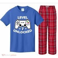 Level Seven Unlocked 7th Birthday Kids Plaid Pajama Set thumb 0