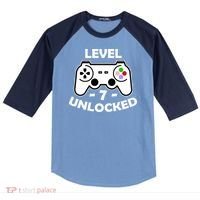 Level Seven Unlocked 7th Birthday Raglan Baseball Sleeve Shirt thumb 0