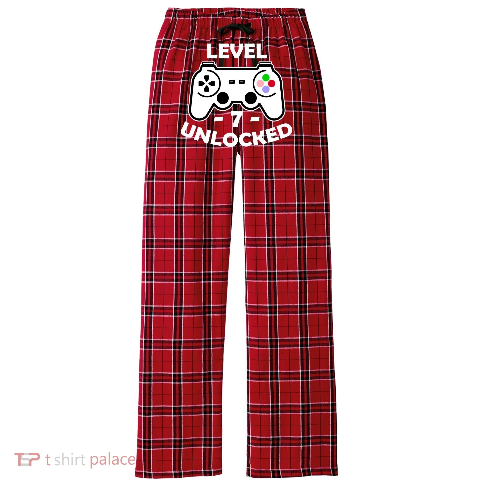 Level Seven Unlocked 7th Birthday Women's Flannel Plaid Pajama Pants