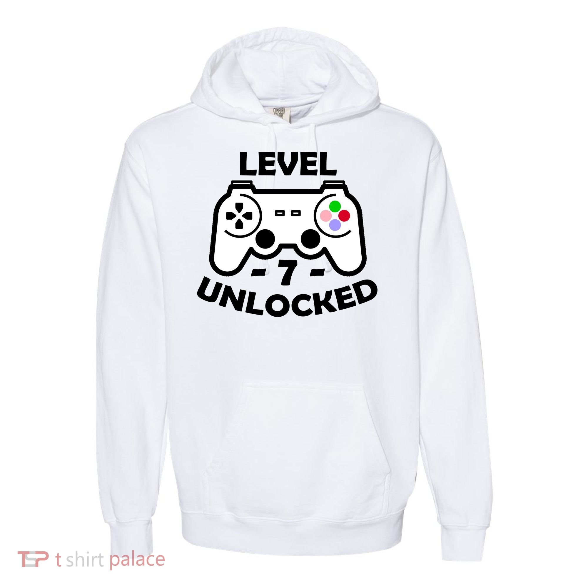 Level Seven Unlocked 7th Birthday Comfort Colors Garment-Dyed Hooded Sweatshirt