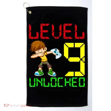 Level Up Age 9 Unlocked Golf Towel