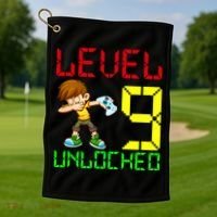 Level Up Age 9 Unlocked Golf Towel thumb 1