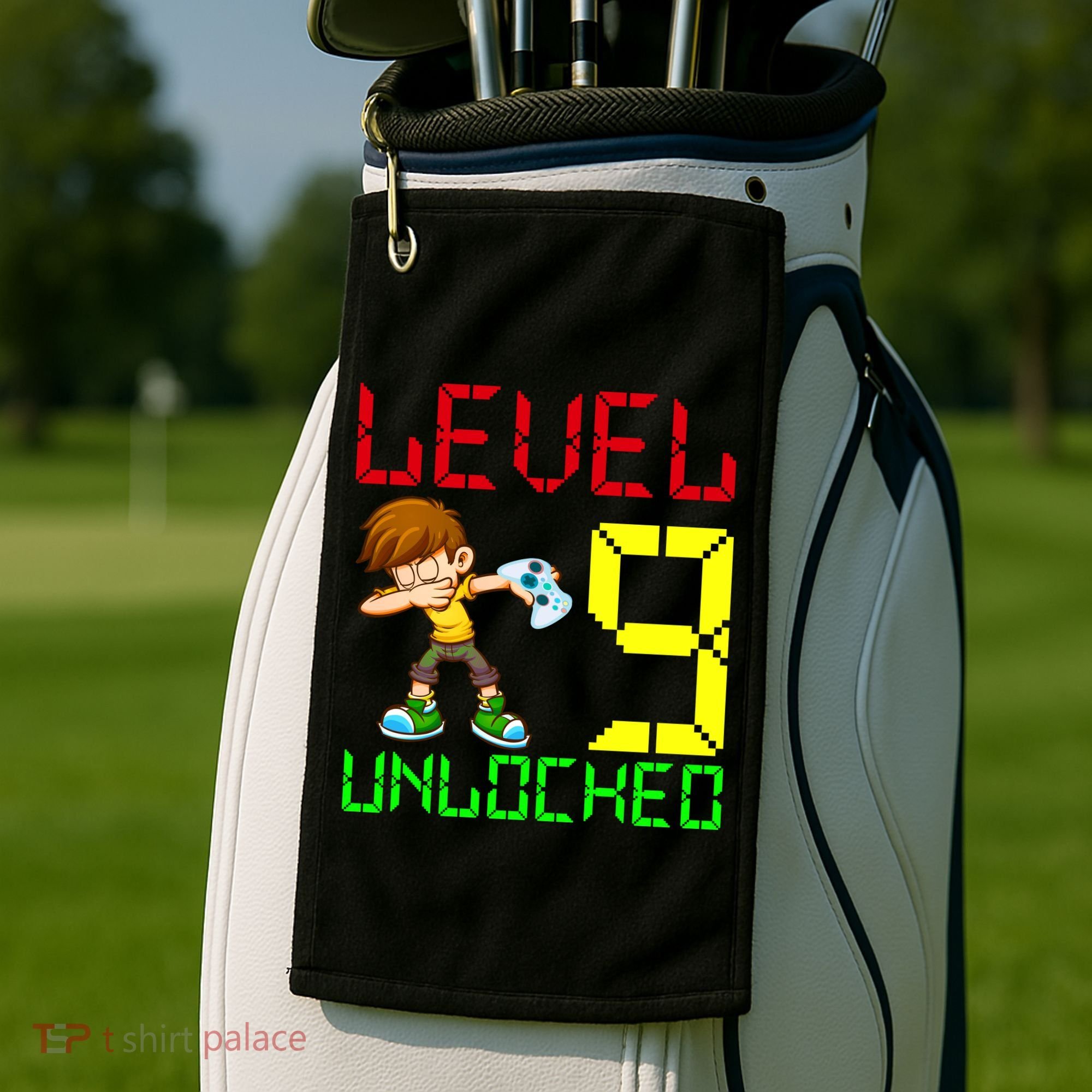 Level Up Age 9 Unlocked Golf Towel