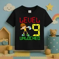 Level Up Age 9 Unlocked Toddler T-Shirt thumb 3