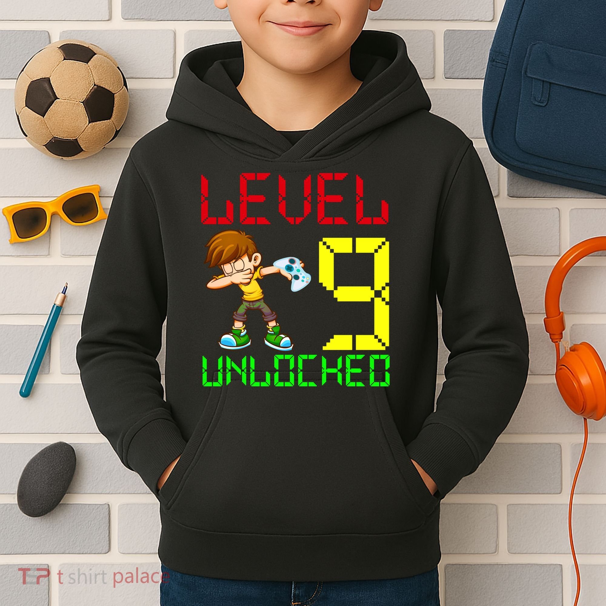 Level Up Age 9 Unlocked Kids Hoodie