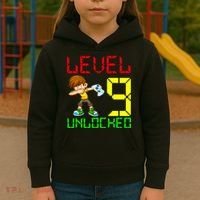 Level Up Age 9 Unlocked Kids Hoodie thumb 3
