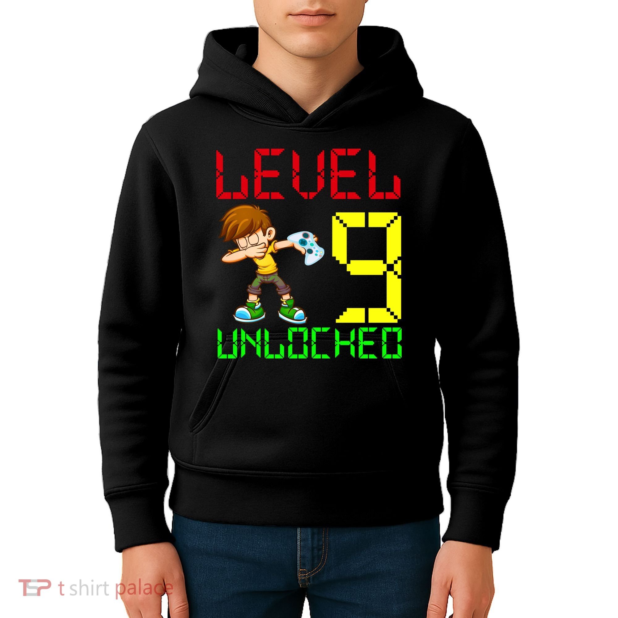 Level Up Age 9 Unlocked Kids Hoodie