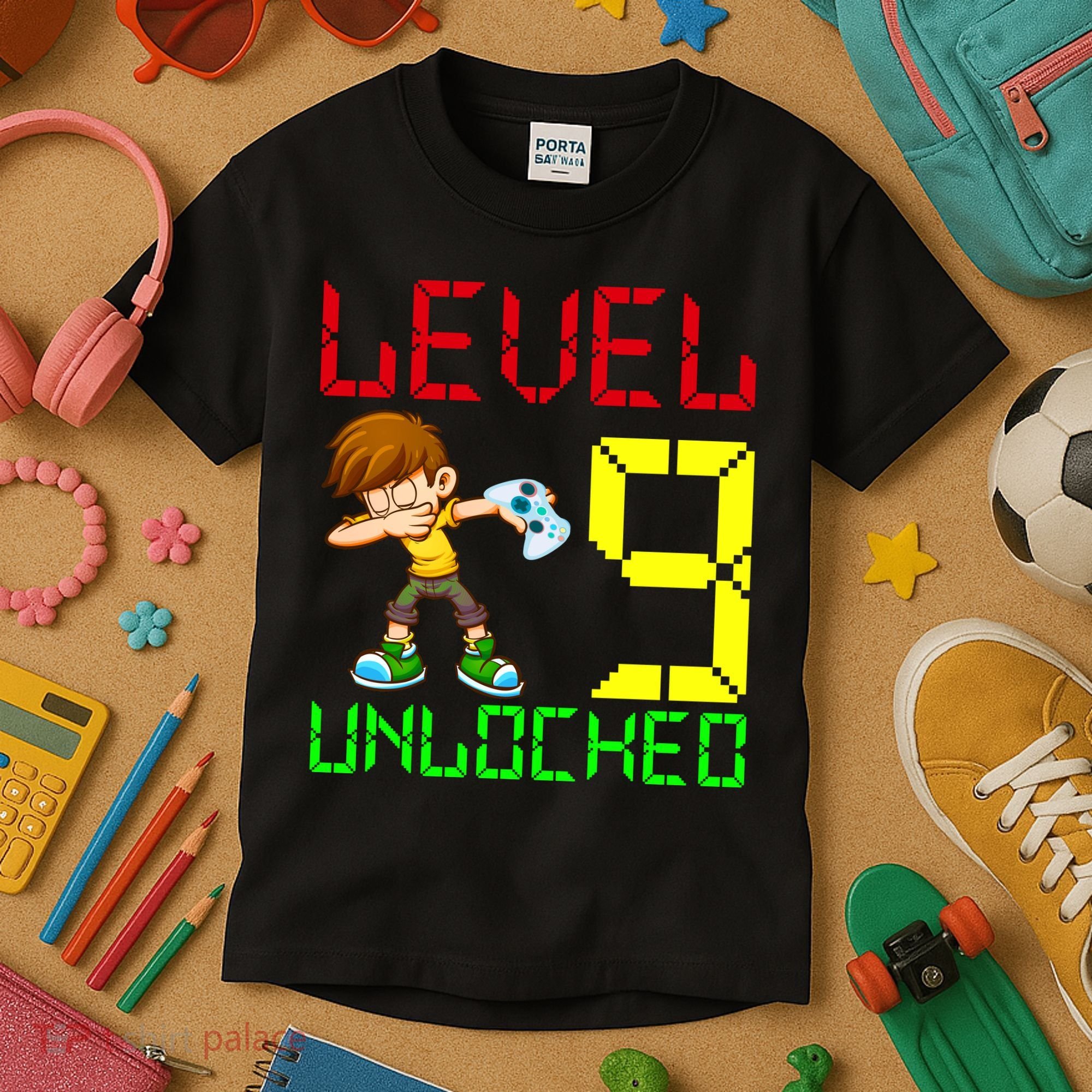 Level Up Age 9 Unlocked Kids T-Shirt