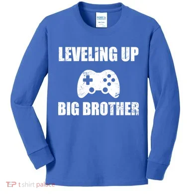 Leveling Up Big Brother Kids Long Sleeve Shirt