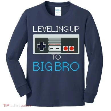 Leveling Up To Big Bro Kids Long Sleeve Shirt