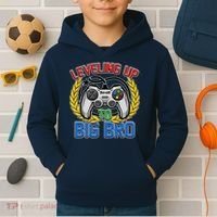 Leveling Up To Big Bro Brother Video Gaming Kids Hoodie thumb 2