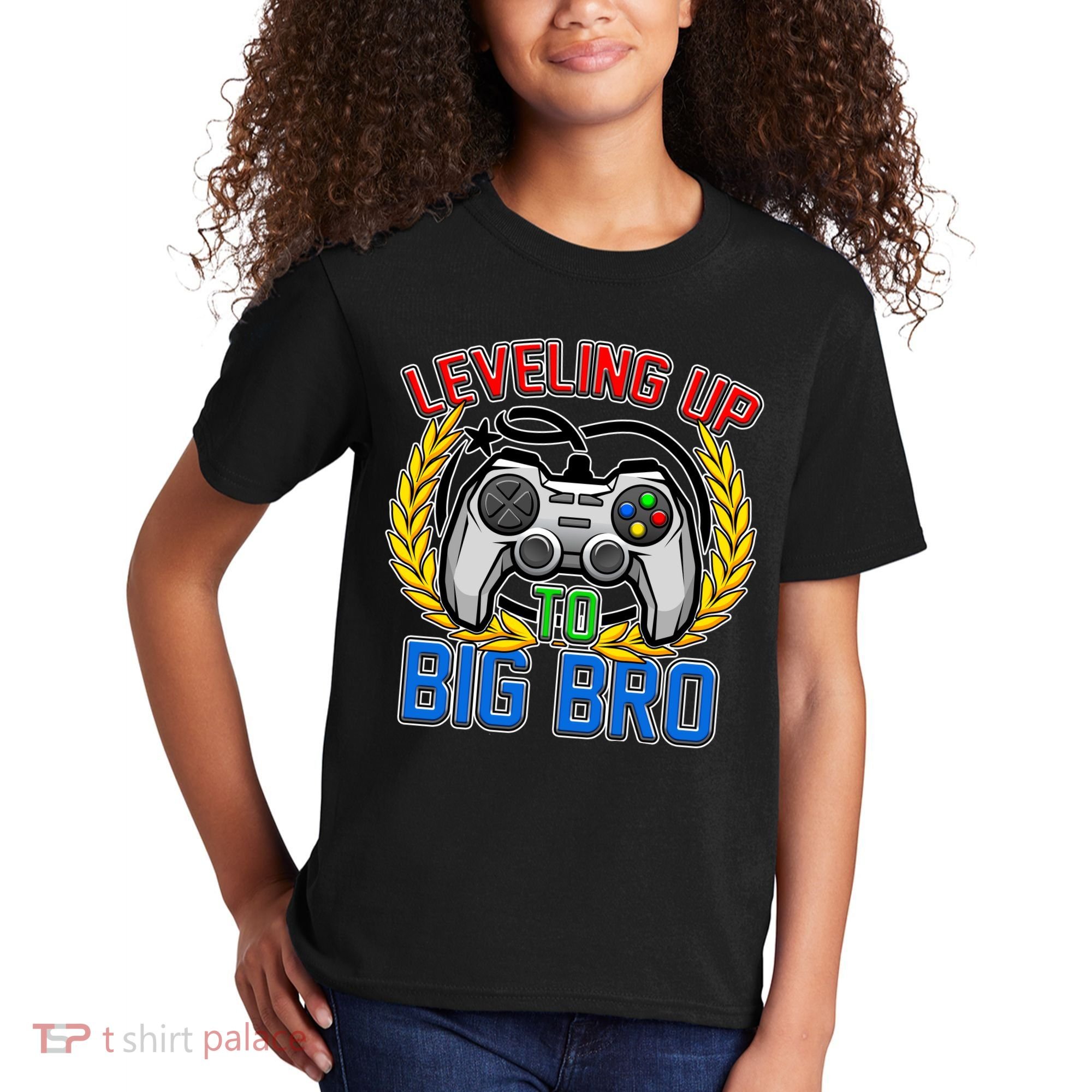Leveling Up To Big Bro Brother Video Gaming Kids T-Shirt