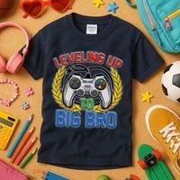 Leveling Up To Big Bro Brother Video Gaming Kids T-Shirt thumb 3