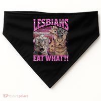 Lesbians Eat What?! Funny Cat Pride Lgbtq Pun USA-Made Doggie Bandana thumb 0