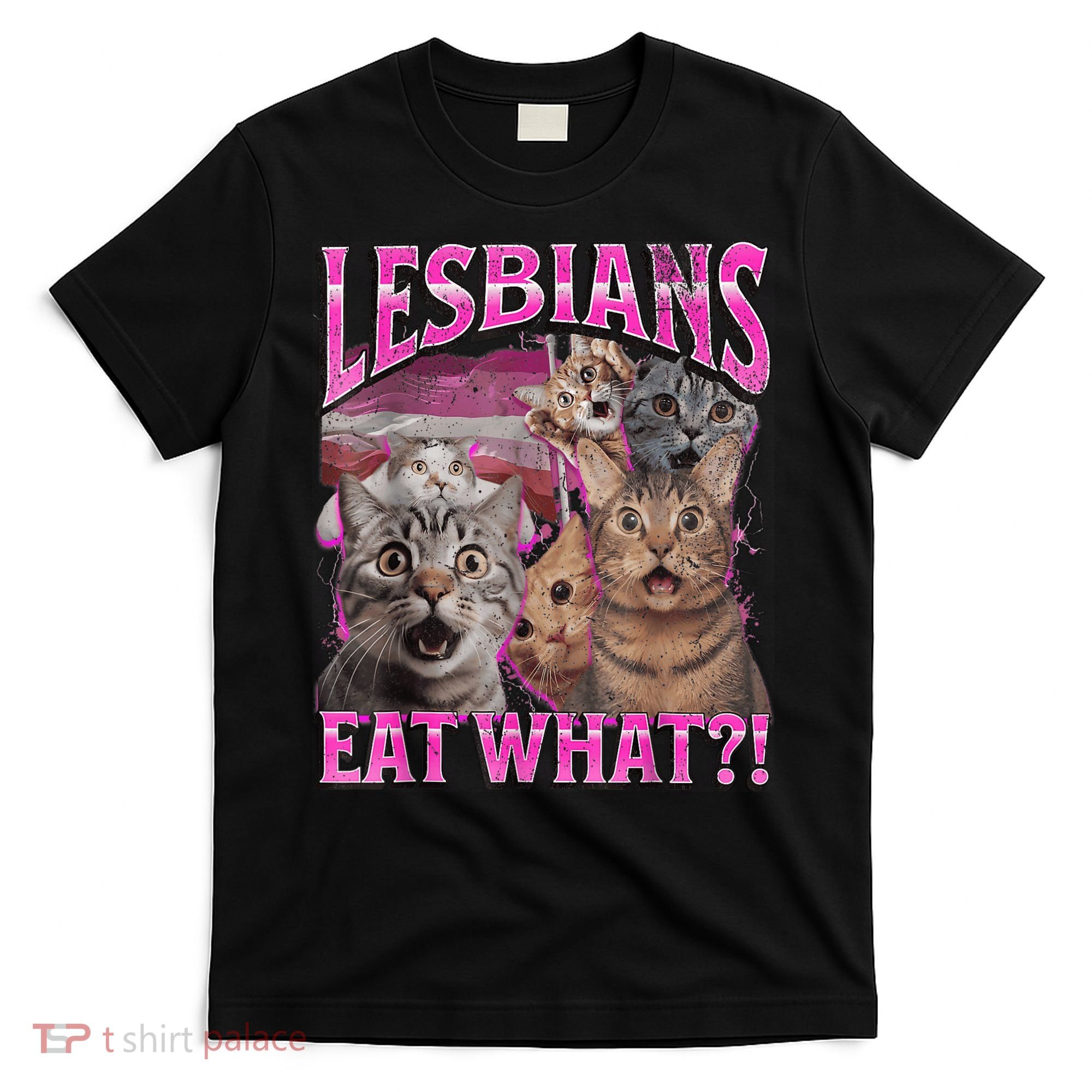 Lesbians Eat What?! Funny Cat Pride Lgbtq Pun T-Shirt