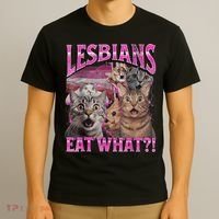Lesbians Eat What?! Funny Cat Pride Lgbtq Pun T-Shirt thumb 3