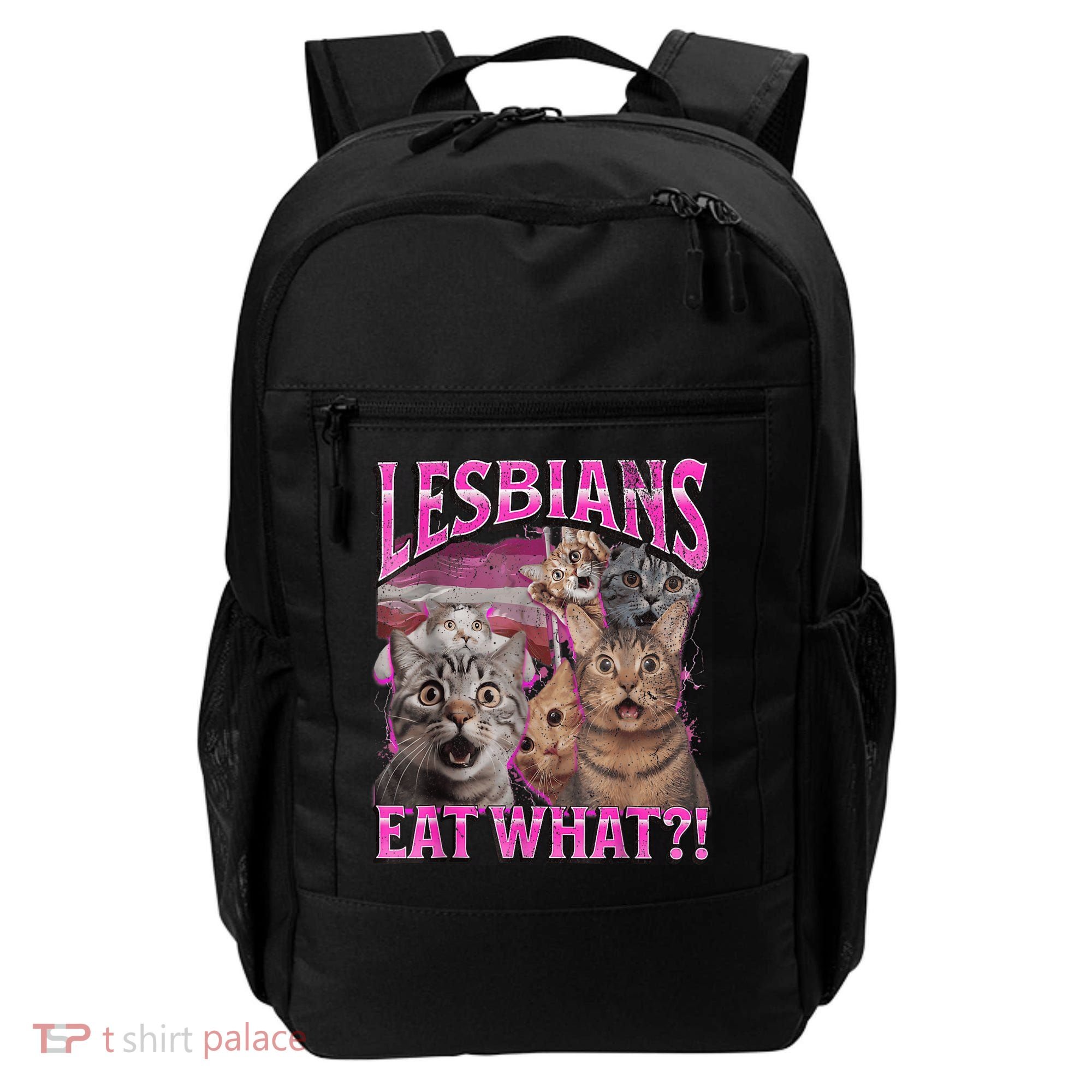 Lesbians Eat What?! Funny Cat Pride Lgbtq Pun Backpack