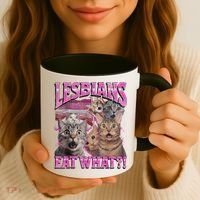 Lesbians Eat What?! Funny Cat Pride Lgbtq Pun Coffee Mug thumb 3