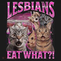 Lesbians Eat What?! Funny Cat Pride Lgbtq Pun Women's Hoodie thumb 2