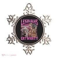 Lesbians Eat What?! Funny Cat Pride Lgbtq Pun Ornament thumb 0