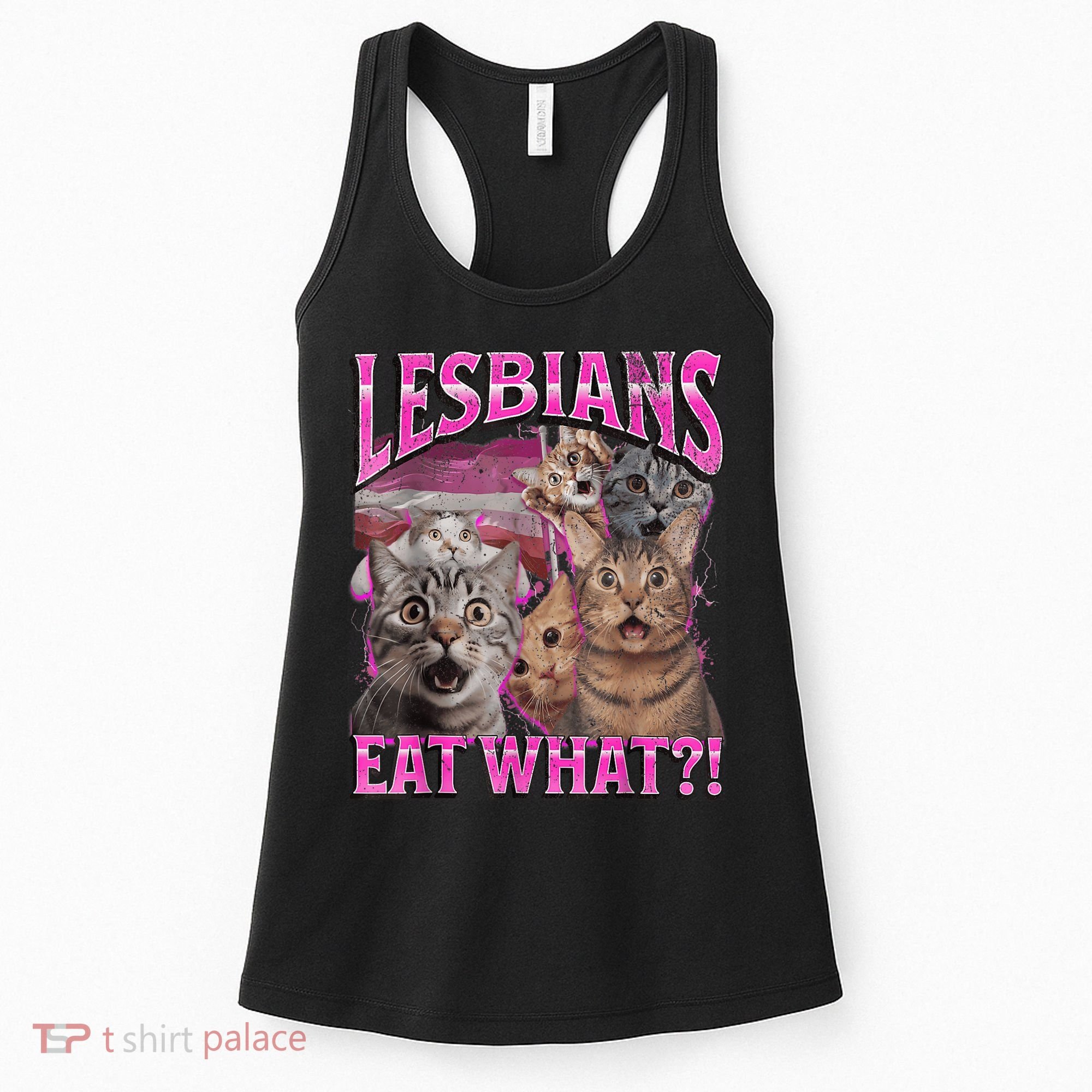 Lesbians Eat What?! Funny Cat Pride Lgbtq Pun Women's Tank Top