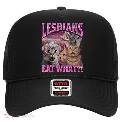 Lesbians Eat What?! Funny Cat Pride Lgbtq Pun Hat