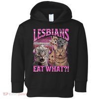 Lesbians Eat What?! Funny Cat Pride Lgbtq Pun Toddler Hoodie thumb 0