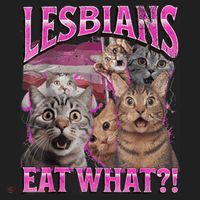 Lesbians Eat What?! Funny Cat Pride Lgbtq Pun Golf Towel thumb 3