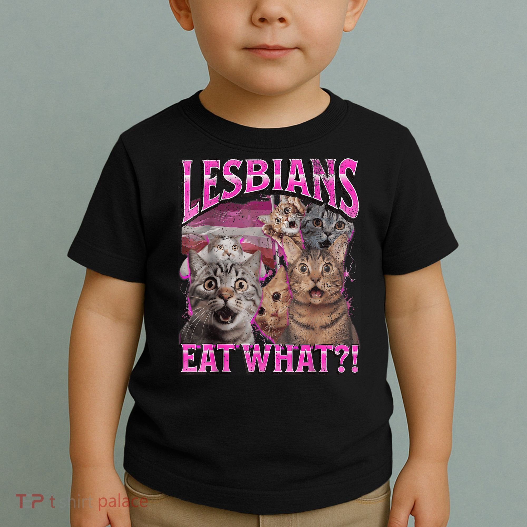 Lesbians Eat What?! Funny Cat Pride Lgbtq Pun Toddler T-Shirt