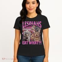 Lesbians Eat What?! Funny Cat Pride Lgbtq Pun Women's T-Shirt thumb 4
