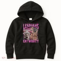 Lesbians Eat What?! Funny Cat Pride Lgbtq Pun Kids Hoodie thumb 0