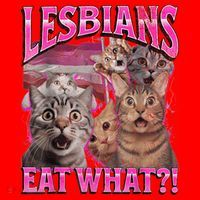Lesbians Eat What?! Funny Cat Pride Lgbtq Pun Santa Hat thumb 1