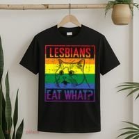 Lesbians Eat What Cat Funny Humor Pun LGBTQ Pride Flag Women T-Shirt thumb 2