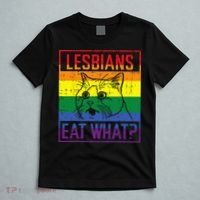 Lesbians Eat What Cat Funny Humor Pun LGBTQ Pride Flag Women T-Shirt thumb 5