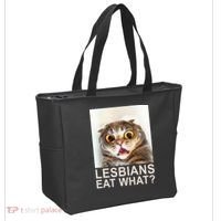 Lesbians Eat What Funny Cat Tote Bag thumb 2