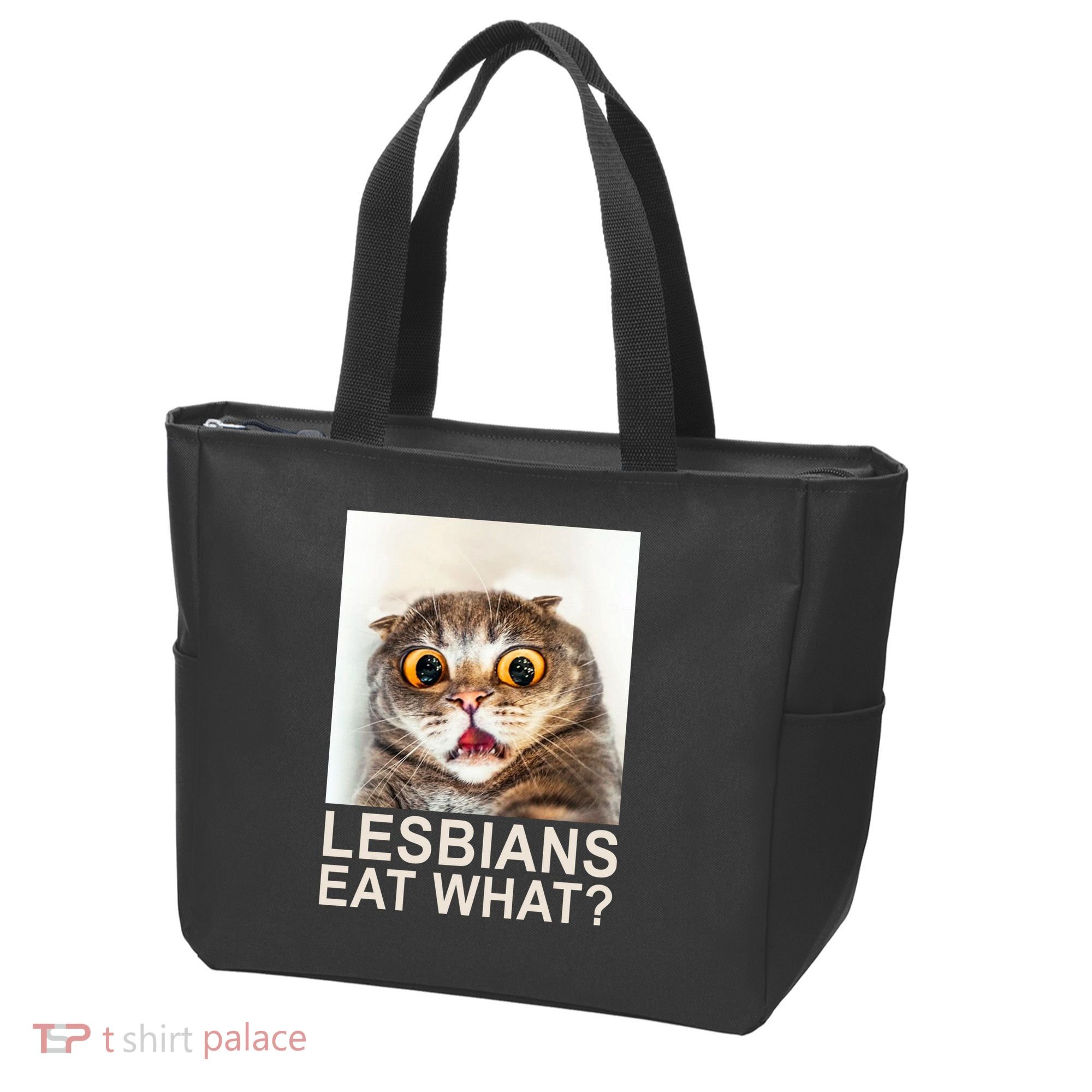 Lesbians Eat What Funny Cat Tote Bag