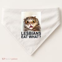 Lesbians Eat What Funny Cat USA-Made Doggie Bandana thumb 0