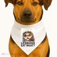 Lesbians Eat What Funny Cat USA-Made Doggie Bandana thumb 1