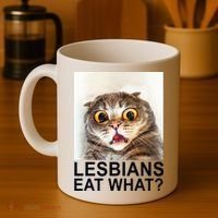 Lesbians Eat What Funny Cat Coffee Mug thumb 4