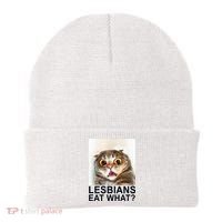 Lesbians Eat What Funny Cat Beanie thumb 0