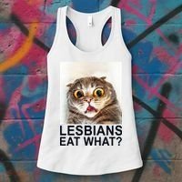 Lesbians Eat What Funny Cat Women's Tank Top thumb 3
